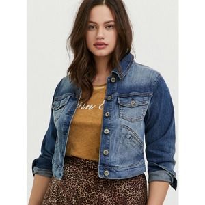 Torrid Women's Crop Denim Jacket Medium Wash Size 1/1X